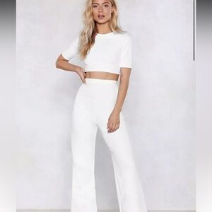Settle the Score Crew Neckline Crop Top And Pants Set